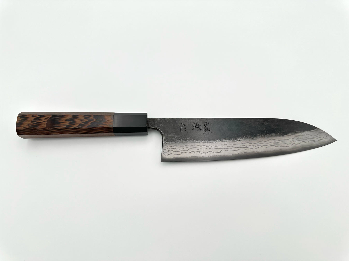 HATSUKOKORO KUMOKAGE SANTOKU AOGAMI #2 KURO-UCHI DAMASCUS 180MM (7.1") - OCTAGON