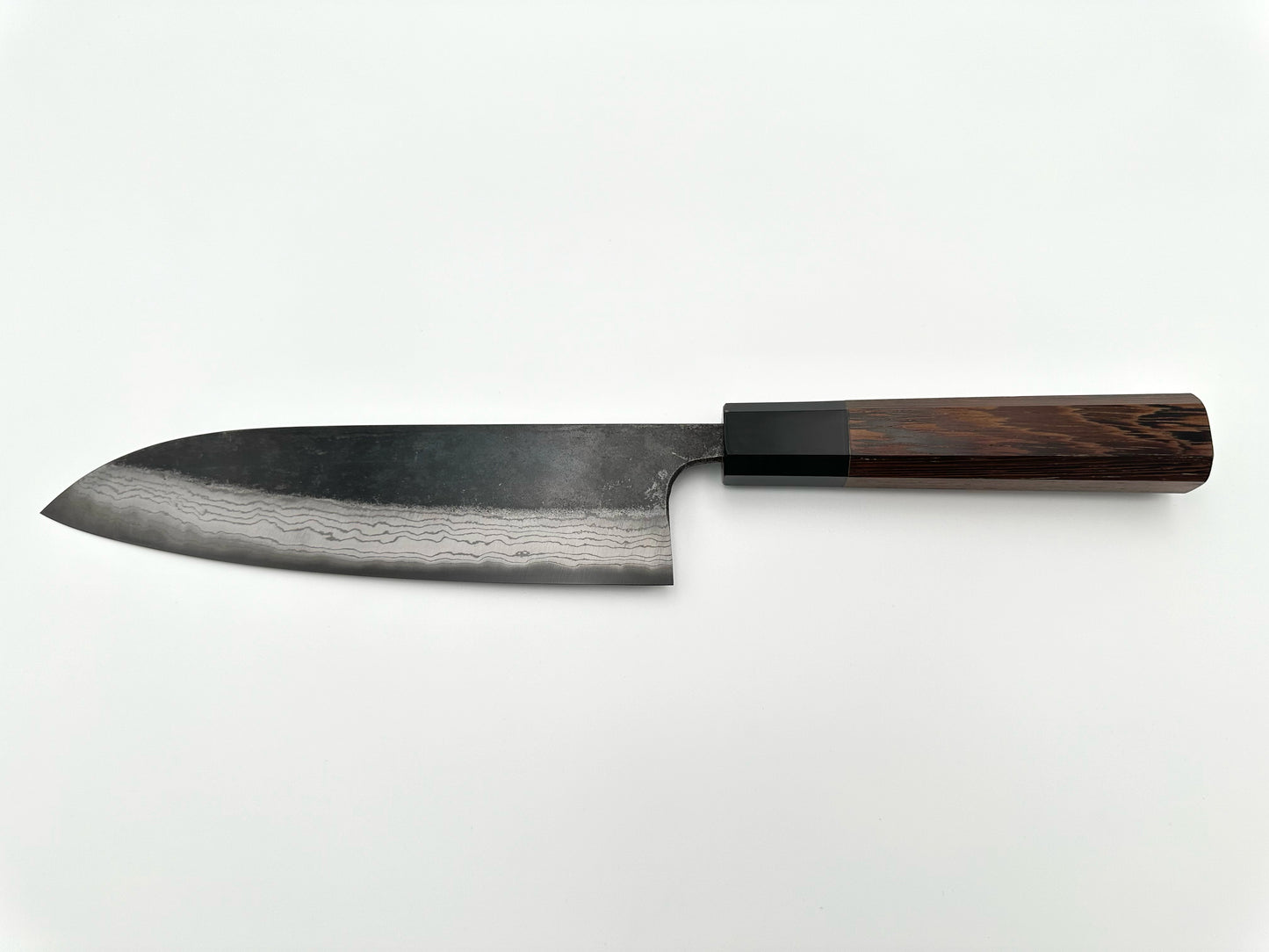 HATSUKOKORO KUMOKAGE SANTOKU AOGAMI #2 KURO-UCHI DAMASCUS 180MM (7.1") - OCTAGON 