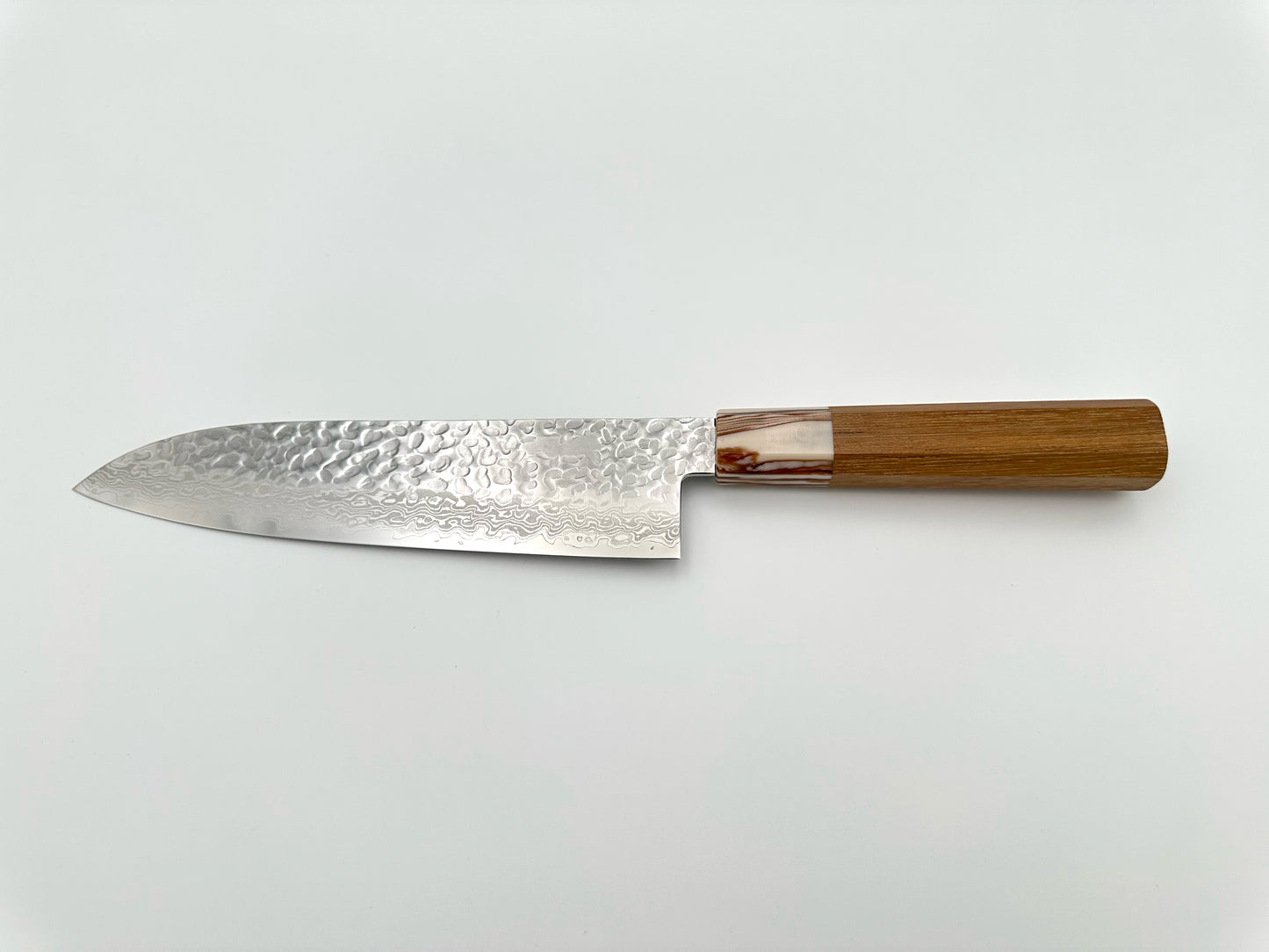 YASUDA HAMONO KOTETSU SANTOKU VG-10 TSUCHIME DAMASCUS MIRROW 180MM (7,1") - OCTAGON