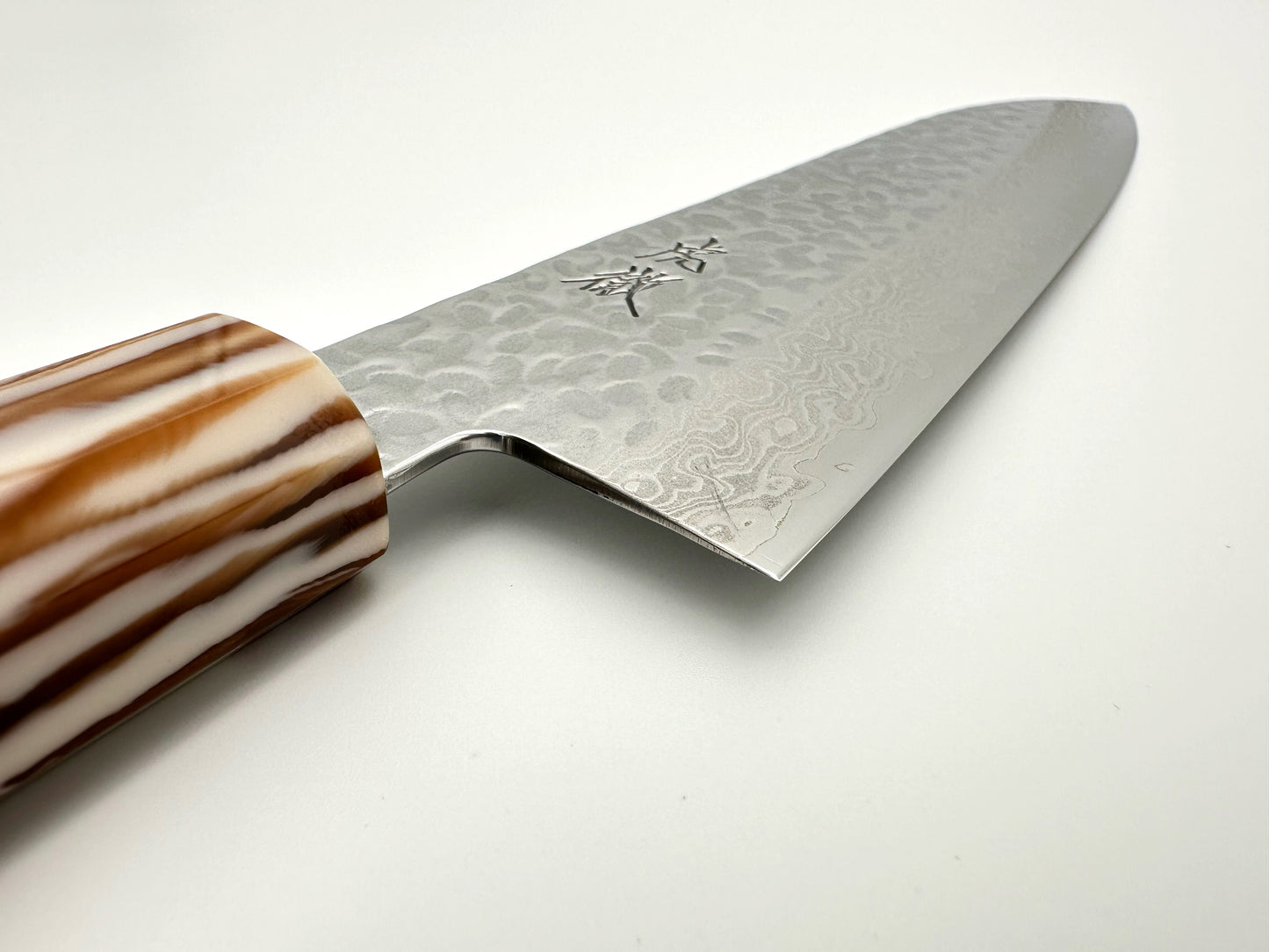 YASUDA HAMONO KOTETSU SANTOKU VG-10 TSUCHIME DAMASCUS MIRROW 180MM (7,1") - OCTAGON